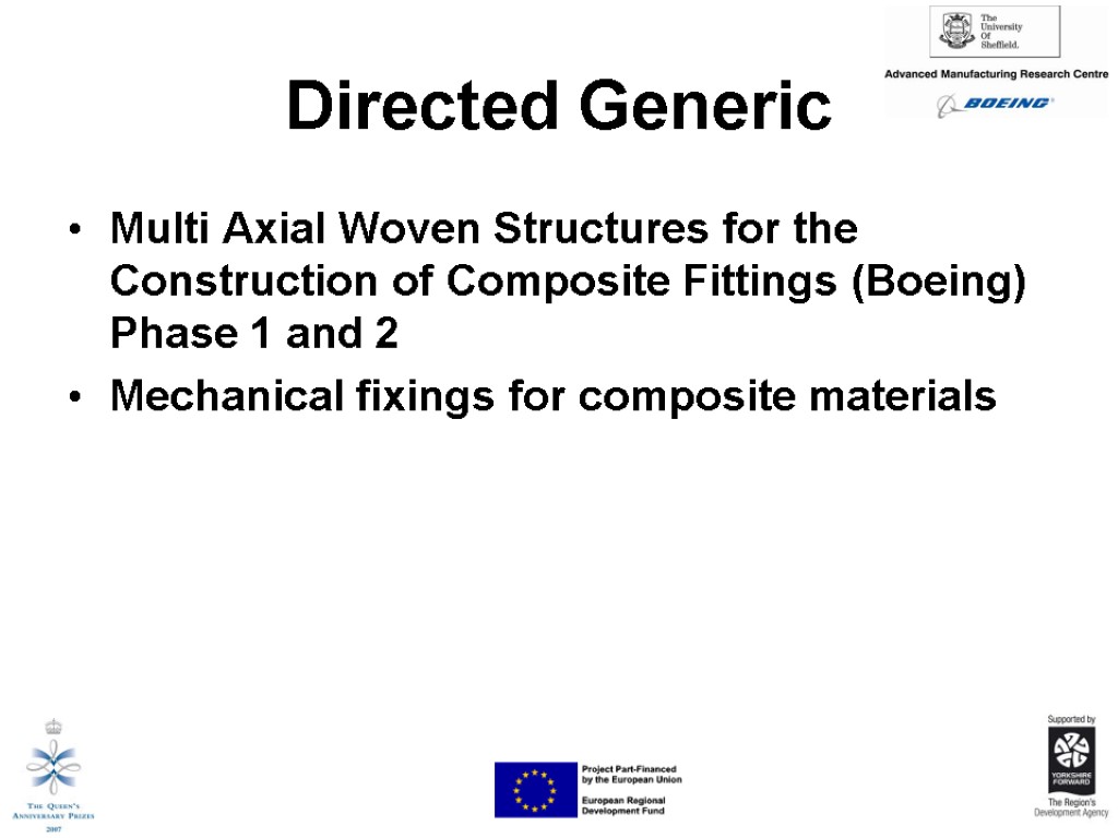 Directed Generic Multi Axial Woven Structures for the Construction of Composite Fittings (Boeing) Phase